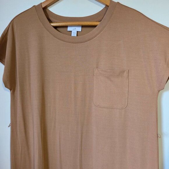 EUC LIKE NEW J JILL SUPER SOFT TAN SLIT SIDE MIDI TSHIRT DRESS SIZE SMALL - Picture 4 of 16